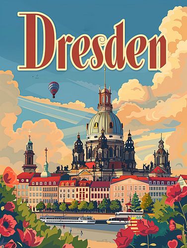 Dresden Cityscape with Frauenkirche Art Print