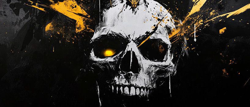 Artistiek doodshoofdontwerp met een explosie van kleur van Poster Art Shop