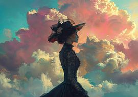 Frau Wolken | Flüstern in der Brise von Abstraktes Gemälde