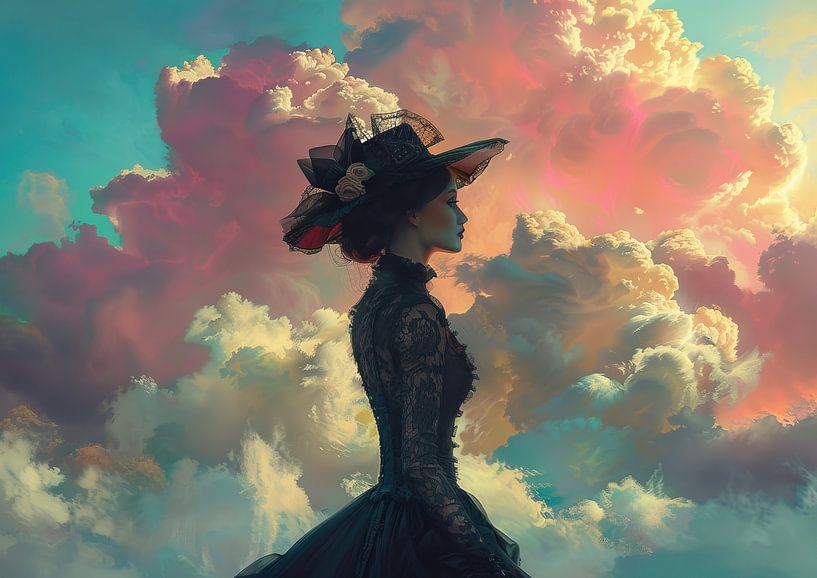 Frau Wolken | Flüstern in der Brise von Abstraktes Gemälde