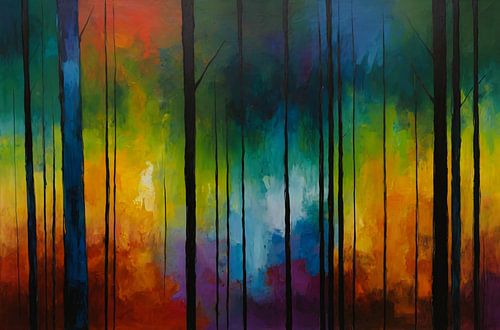 Betoverend Kleurrijk Impressionistisch Boslandschap