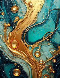 Goud en blauw met patroon