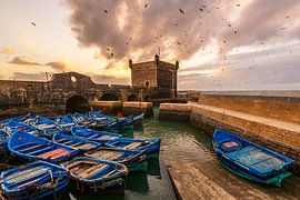 Zonsondergang in Essaouira, Marokko van Bert Beckers