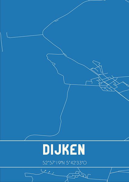 Blueprint | Map | Dikes (Fryslan) by Prints of Place