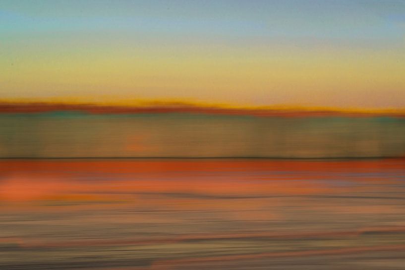 Rietkraag bij Oostvaardersplassen, zonsondergang, abstract par Paul Roholl