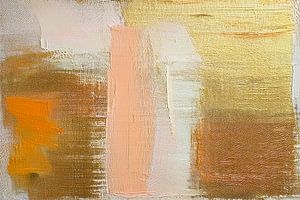 Abstrakte Kunst in Gold, Lachsrosa und Terrakotta - 1