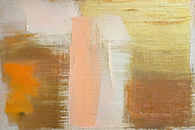 Art abstrait en or, rose saumon et terre cuite - 1 par Studio Pieternel