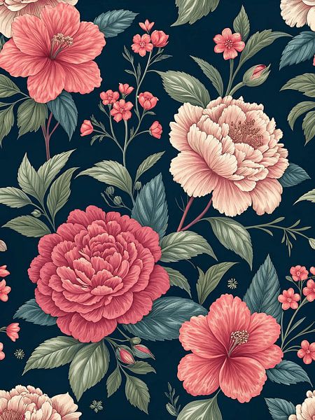 Vivid Peony Bloom Pattern by Artistic