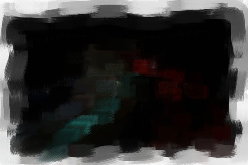 Abstract in zwart rood blauw van Maurice Dawson