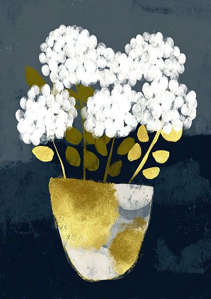 Golden Vase Delight van Bloemen Studio