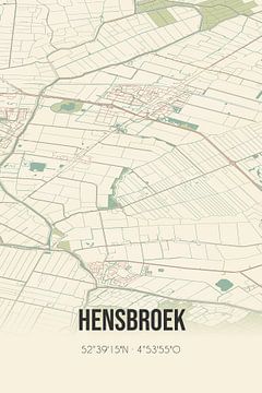 Vintage landkaart van Hensbroek (Noord-Holland) van MijnStadsPoster