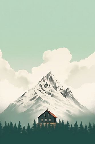 Berghütte unter den Wolken | Alpine Kunst