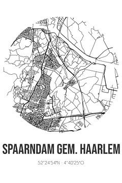 Spaarndam gem. Haarlem (North-Holland) | Carte | Noir et blanc sur Rezona