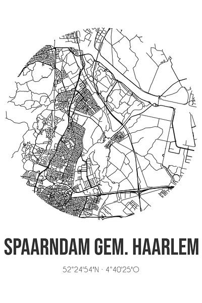 Spaarndam gem. Haarlem (North-Holland) | Map | Black and White by Prints of Place