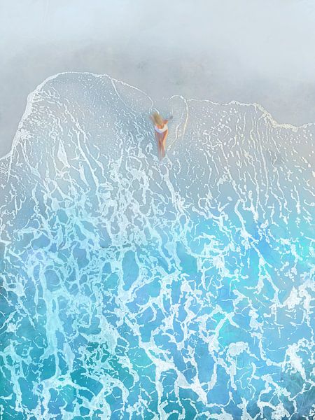 Woman in the sea - Digitally Painted by Marianne Eggink - Photography and digital art