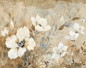 Weiße Blumen Beige