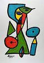 Rosa 6 abstract schilderij van Henk Adriani thumbnail