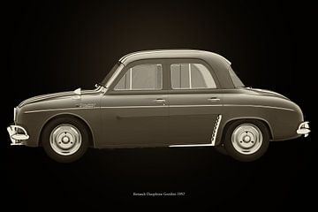 Renault Dauphine Gordini en noir et blanc