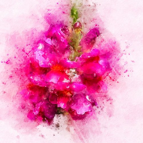Roze bloemen (abstracte kunst) van Art by Jeronimo