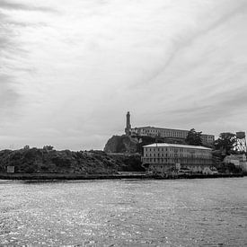 Uitzicht op Alcatraz Eiland, San Fransisco, Californie Zwart Wit van de Roos Fotografie