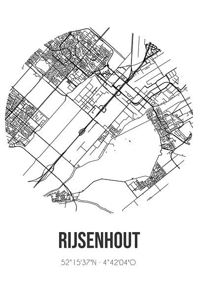 Rijsenhout (North Holland) | Map | Black and White by Prints of Place