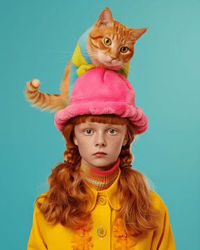 Colourful portrait "Cat love" by Studio Allee