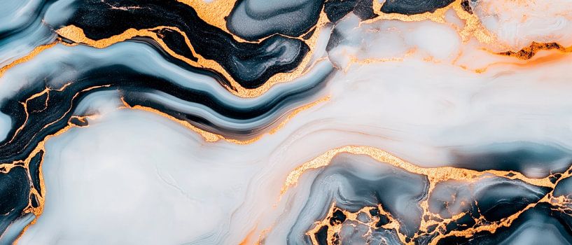 Elegant marmerpatroon in zwart en goud van Poster Art Shop