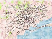 Kaart van Montpellier groot in de stijl 'Soothing Spring' van Maporia thumbnail