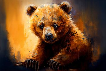 Portrait d'un ourson grizzly sur Whale & Sons