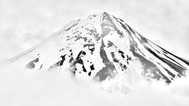 Mount Taranaki, New Zealand, in the morning mist