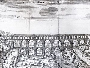 Kopergravure van de Pont du Gard