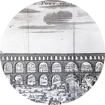 Kopergravure van de Pont du Gard van Martijn Joosse