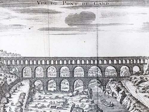 Kopergravure van de Pont du Gard