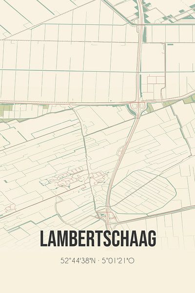 Vieille carte de Lambertschaag (Hollande du Nord) par Affiches de lieux