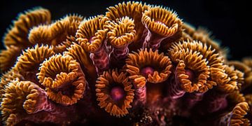 Champignon corallien coloré dans le récif corallien aux Philippines sur Surreal Media