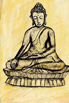 boeddha getekend van Quin van Saane