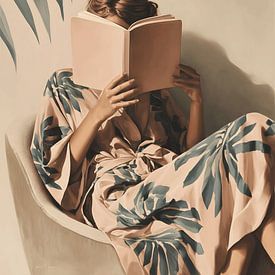 Une femme en train de lire un livre sur IamHome Studio