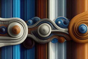 Abstract-Geometrische vormen in 3D + lijnenspel van Ton Kuijpers
