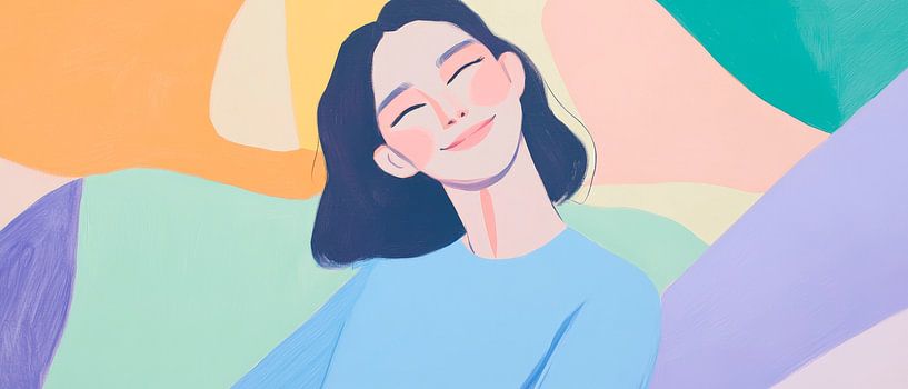 Fröhliches Porträt einer lächelnden Frau von Poster Art Shop