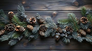 Weihnachtshintergrund mit Zapfen und Zweigen von Animaflora PicsStock