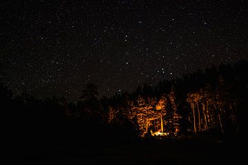 Campfire Under The Starry Sky by Walljar