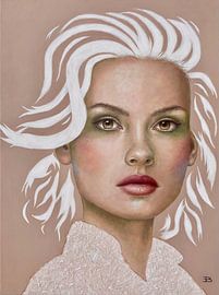 woman portrait white hair by Dominique Clercx-Breed