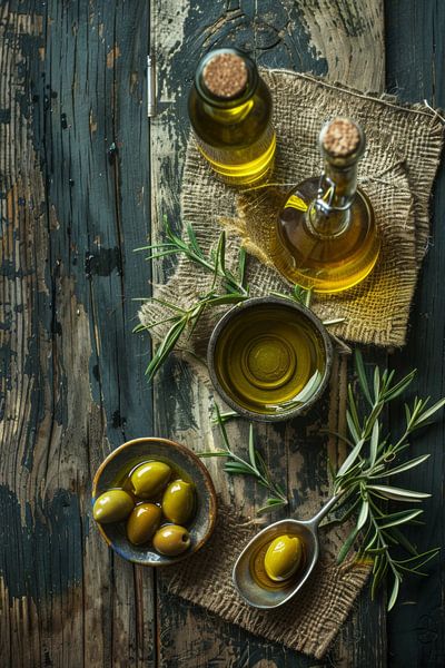 Olives and olive oil still life by Poster Art Shop