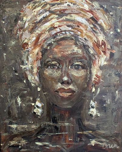 Une peinture abstraite d'une femme africaine