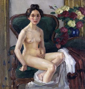 Frau auf dem Sofa II (Gusti) - Leo Putz,  1908