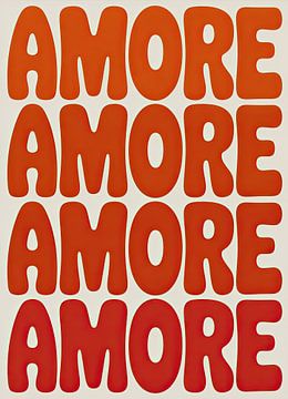 Retro typografie AMORE in oranje en crème