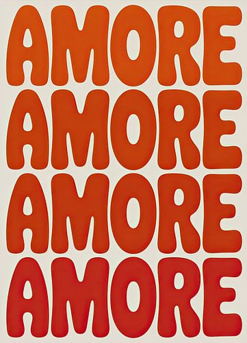 Retro typografie AMORE in oranje en crème