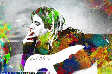 Kurt Cobain Abstraktes Porträt in verschiedenen Farben von Art By Dominic