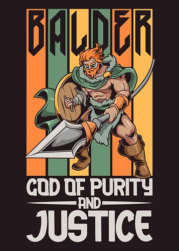 Noordse god Balder met schild en zwaard