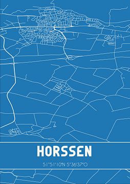 Blauwdruk | Landkaart | Horssen (Gelderland) van Rezona
